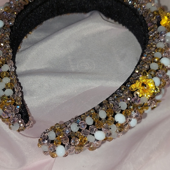 Gold Rose Crystal & Beaded Headband. NWOT. - Picture 7 of 8